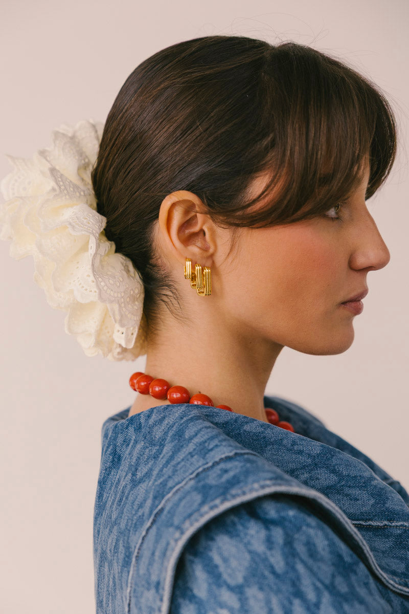 Textured Ovate Hoops Gold Plated (14mm)