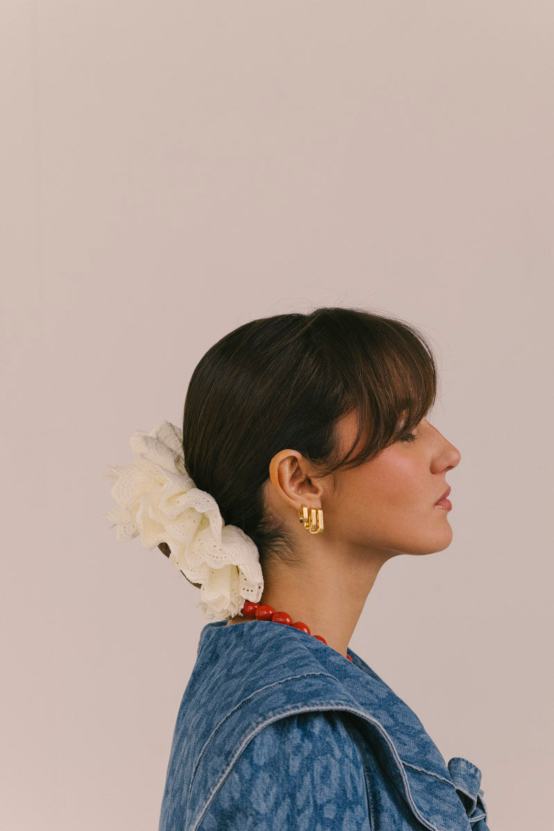 Textured Ovate Hoops Gold Plated (14mm)