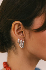 Textured Ovate Hoops Silver (20mm)