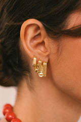Textured Ovate Hoops Gold Plated (14mm)