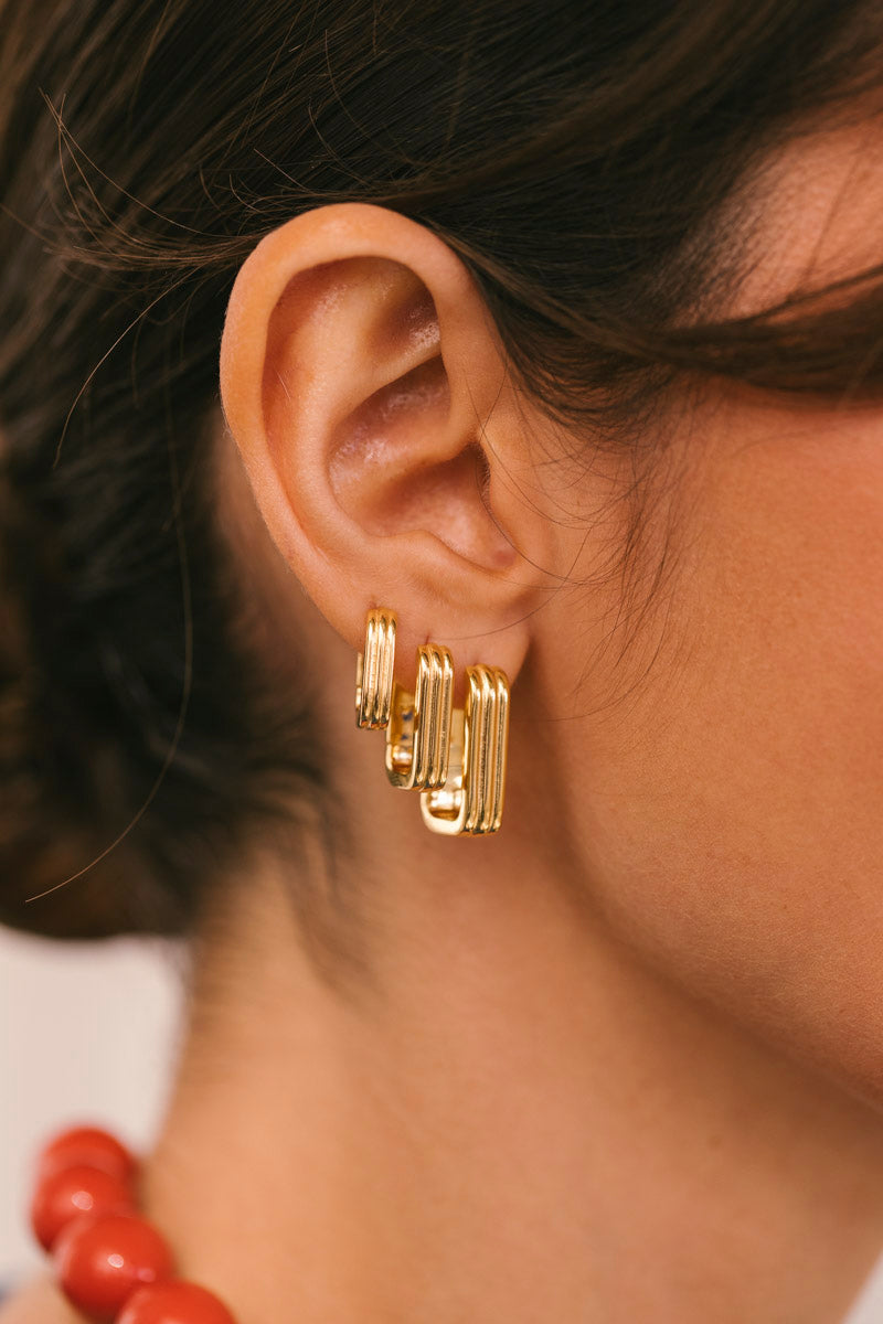 Textured Ovate Hoops Gold Plated (14mm)