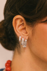 Textured Ovate Hoops Silver (14mm)