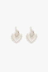 Flaming heart stud earring silver 