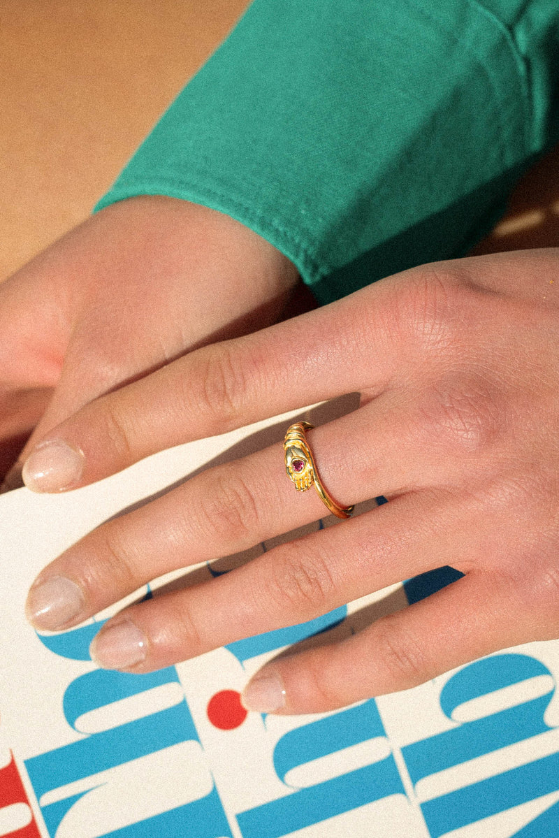 Hamsa hand ring gold plated