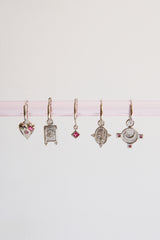 Fuchsia diamond hoop silver