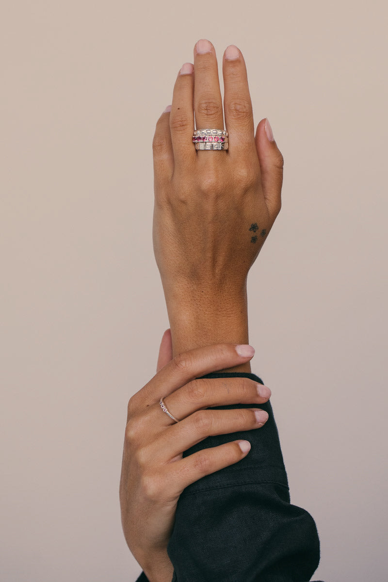 Vintage fuchsia ring silver
