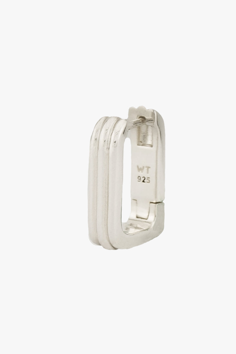 Textured Ovate Hoops Silver (17mm)